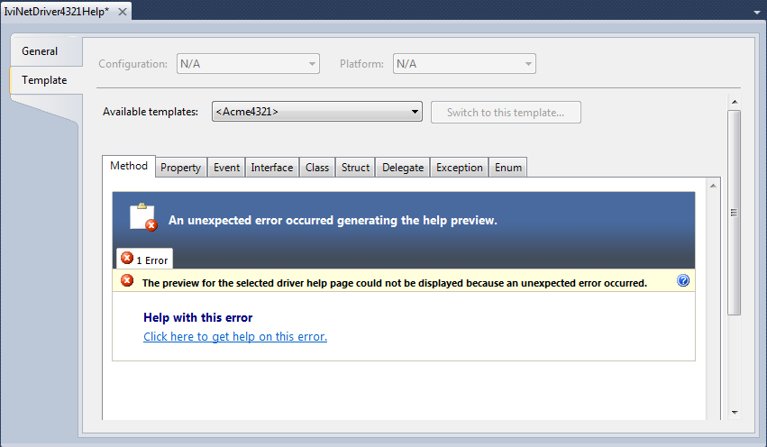 Figure 1: Help Template Preview Error View