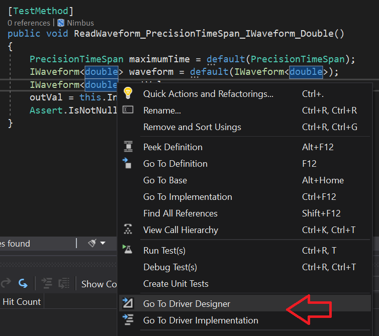Context Menu Navigation from a Unit Test
